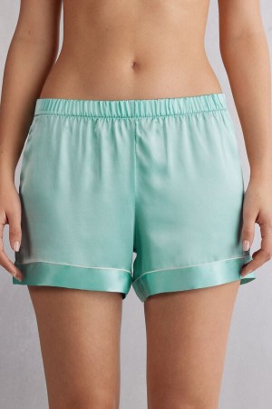 Green Intimissimi Silk With Contrast Trim Women Shorts | 1247JPFRK