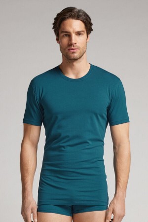 Green Intimissimi Stretch Superior Cotton Men T-Shirt | 5802PHECR