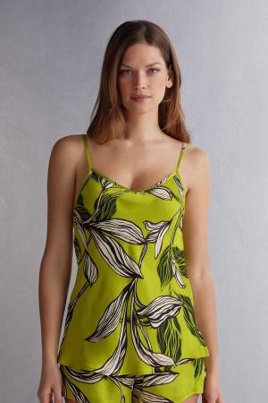 Green Intimissimi Sweet Like Sugar Viscose Satin Women Tank Top | 7123GFWLD