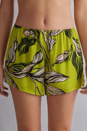 Green Intimissimi Sweet Like Sugar Viscose Satin Women Shorts | 8690IWJOB