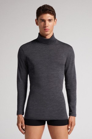 Grey Intimissimi High-Neck Merino-Wool Men Long Sleeve | 2039RVXTD