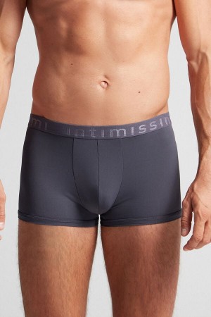 Grey Intimissimi Microfiber Logo Men Shorts | 0159PRGAH