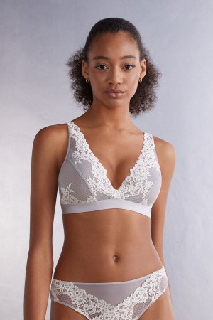 Grey Intimissimi Pretty Flowers Lara Triangle Women Bra | 4103VMNIZ