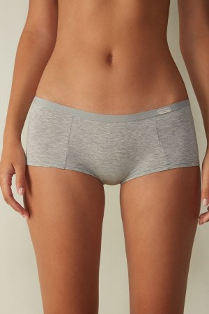 Light Grey Intimissimi Cotton Boyshorts Women Shorts | 8615DBLUN