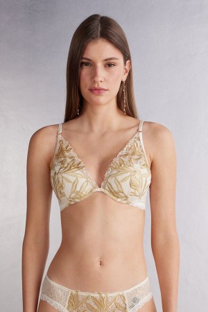 Light Yellow White Intimissimi Golden Hour Elena Balconette Women Bra | 2091HWMAV