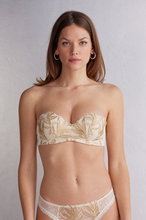 Light Yellow White Intimissimi Golden Hour Gioia Bandeau Women Bra | 4196AYOBF