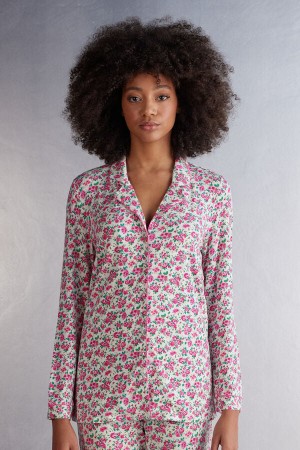 Multicolor Intimissimi Life Is A Flower Button Up Modal Women Pajamas | 2074NGAHK