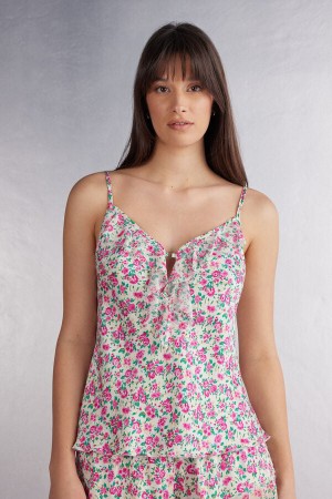 Multicolor Intimissimi Life Is A Flower Satin Women Tank Top | 5869CSAFI