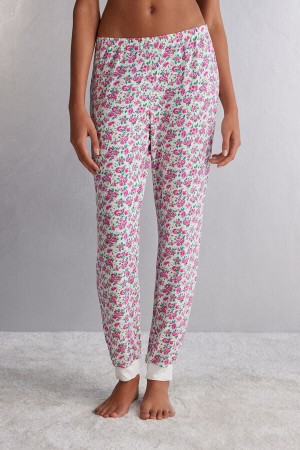 Multicolor Intimissimi Life Is A Flower Full Length Cuffed In Modal Women Pants | 6472ITVAG