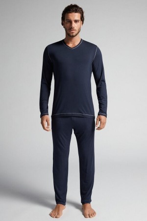 Navy Intimissimi Micromodal Men Pajamas | 5967WCDSP