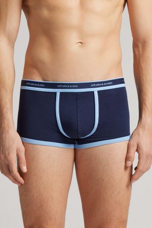 Navy Intimissimi Superior Cotton With Logo Men Boxer | 8372GSJFM