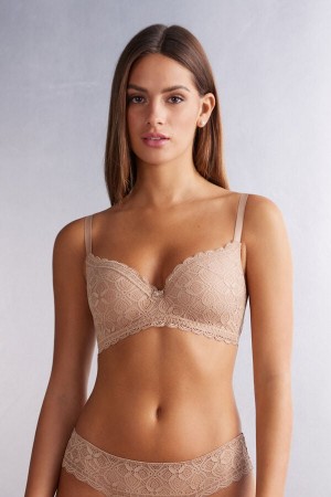 Orange Beige Intimissimi Adele Triangle Lace Women Bra | 1036BVSML