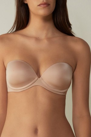 Orange Beige Intimissimi Anna Bandeau Ultralight Microfiber Women Bra | 2915QKMXR