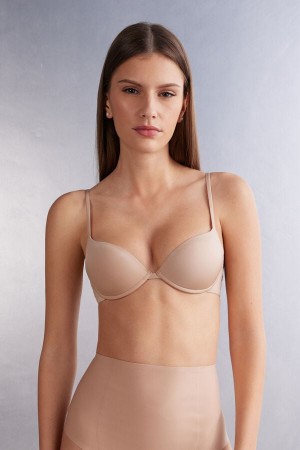 Orange Beige Intimissimi Bellissima Push-Up Ultralight Microfiber Women Bra | 8529SUTCA