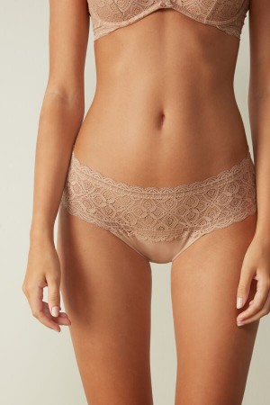 Orange Beige Intimissimi Lace And Cotton High Rise Women Panties | 5069GELPI