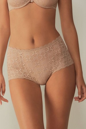 Orange Beige Intimissimi Lace High Waist Hipster Women Briefs | 4689EXYWC