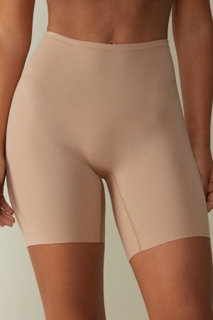 Orange Beige Intimissimi Raw Edge Seamless Cotton Women Shorts | 6531ICNOT