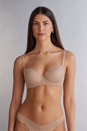 Orange Beige Intimissimi Sofia Balconette Lace Women Bra | 0915HAPWE