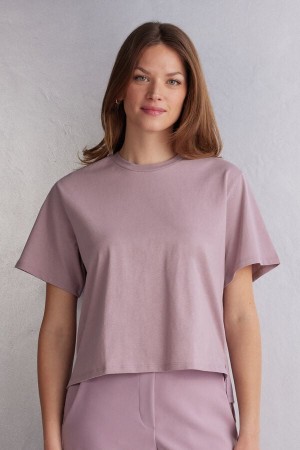 Pink Intimissimi Boxy Fit Cotton Women Short Sleeve | 5347MFADV