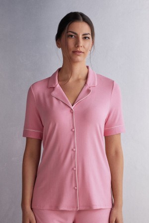 Pink Intimissimi Button Up In Modal Women Shirt | 6974BCDSX