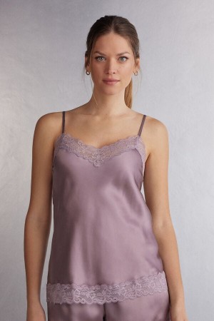 Pink Intimissimi Lace And Silk Women Tank Top | 4375BCMKE