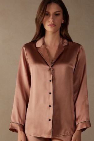 Pink Intimissimi Mannish-Cut In Silk Satin Women Jacket | 1589NRKTJ