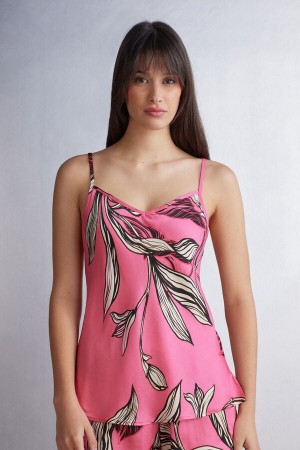 Pink Intimissimi Sweet Like Sugar Viscose Satin Women Tank Top | 9507MDVFZ