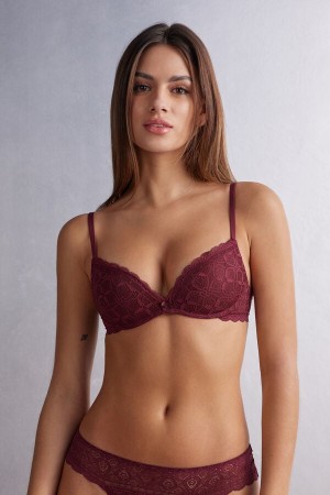 Red Intimissimi Gioia Super Push-Up Lace Women Bra | 8239TBQPM