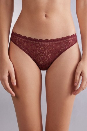 Red Intimissimi Lace And Microfiberzilian Women Briefs | 6145YXJRK