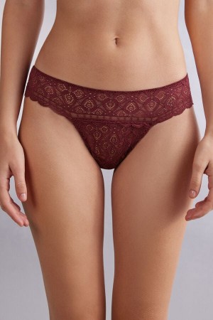 Red Intimissimi Lacezilian Women Briefs | 7306XTVJM