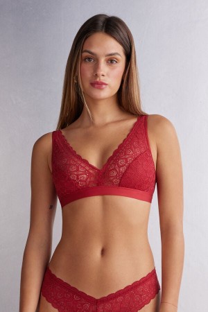 Red Intimissimi Lara Triangle Lace Women Bra | 3190DMUWX