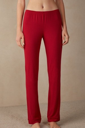 Red Intimissimi Long Micromodal Women Pajamas | 0578UISMV