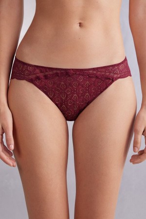 Red Intimissimi Low Rise Lace Women Panties | 5214QGTFA