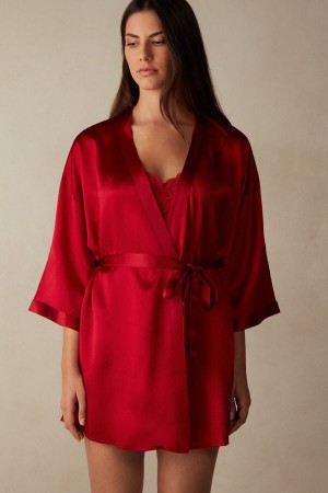 Red Intimissimi Silk Kimono Women Pajamas | 9746RKZBF