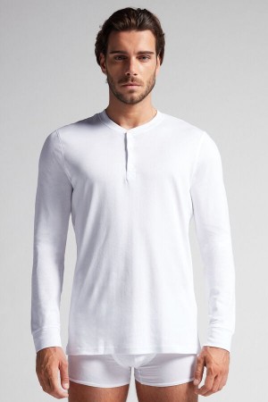 White Intimissimi Cottons Men Long Sleeve | 7035JXWEY