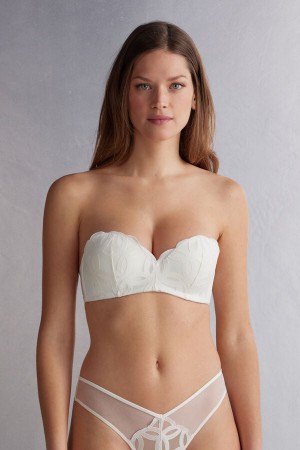 White Intimissimi Crafted Elegance Gioia Bandeau Women Bra | 5370XHPNA