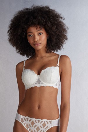 White Intimissimi Crafted Elegance Sofia Balconette Women Bra | 9615NCIUQ