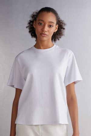 White Intimissimi In Cotton Women Short Sleeve | 2056NUCJY