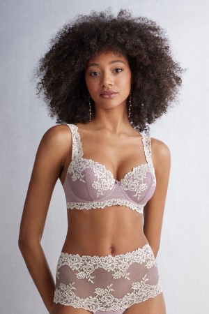 White Intimissimi Pretty Flowers Sofia Balconette Women Bra | 5628MQPCH