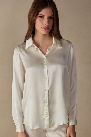 White Intimissimi Silk Women Shirt | 1480ELFYK