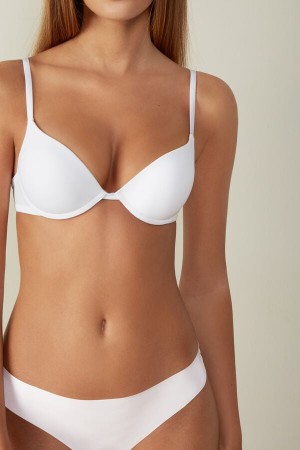 White Intimissimi Simona Microfiber Super Push-Up Women Bra | 9137EAJQX