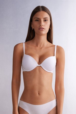 White Intimissimi Simona Super Push-Up Ultralight Microfiber Women Bra | 3874XAGSO