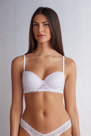 White Intimissimi Sofia Balconette Lace Women Bra | 8309IYPFX