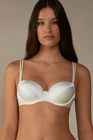 White Intimissimi Sofia Natural Lift Balconette Silk Women Bra | 5127SQERW