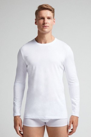 White Intimissimi Superior Cotton Men Long Sleeve | 0149DKOPH