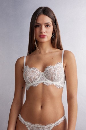 White Intimissimi The Most Romantic Season Daniela Balconette Women Bra | 3268STZXH