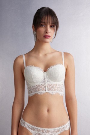 White Intimissimi The Most Romantic Season Sofia Bustier Balconette Women Bra | 8230SEGCF