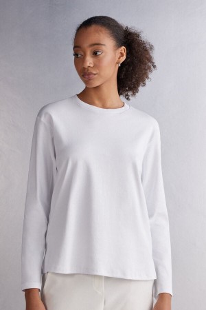 White Intimissimi Top In Cotton Women Long Sleeve | 0854BVSLH