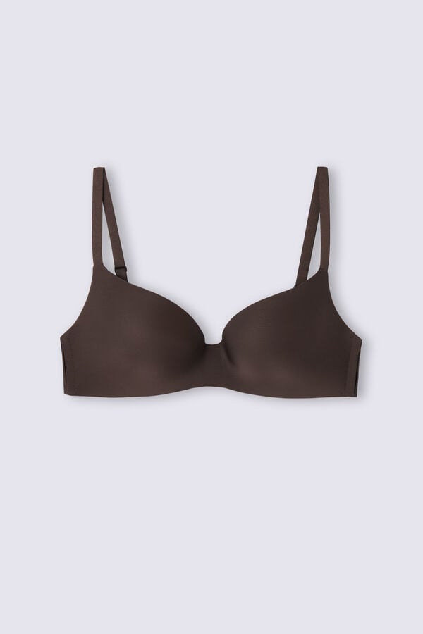 Beige Brown Intimissimi Adele Wireless Boost Triangle Ultralight Microfiber Women Bra | 6925TRDOG