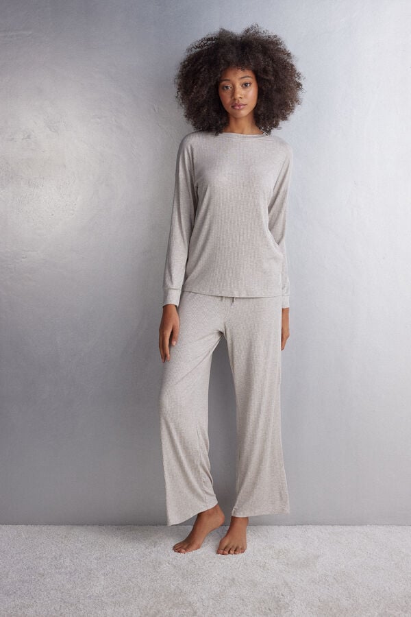 Beige Intimissimi Comfort Chic Bateau Neck Modal Women Pajamas | 5379UDRMN